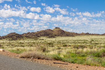 The arid landscape of the Karoo National Park in South Africa.