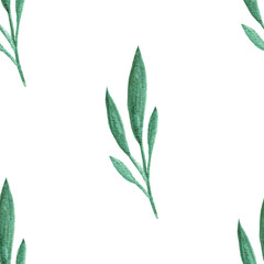 Fototapeta premium Abstract seamless pattern with green branches. Decorative background. Colorful texture for design.