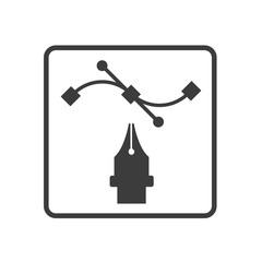 Pen Tool Curve Control Points - Simple App Icon - Vector Illustration - Isolated On White Background