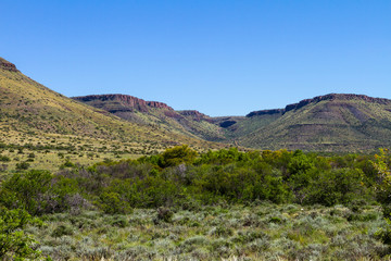 Fototapeta premium The arid landscape of the Karoo National Park in South Africa.