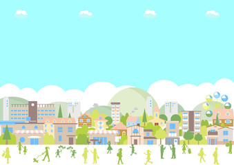 街並み　風景　イラスト