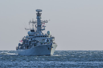 WARSHIP - Frigate on a patrol in the sea