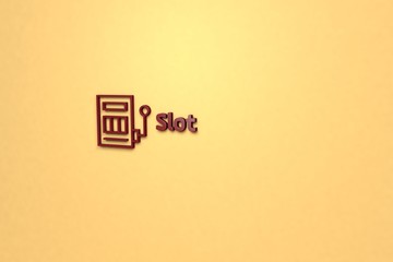 Illustration of Slot with red text on yellow background