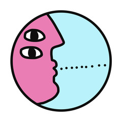 Dialogue logo logotype for psychology psychotherapy consulting speech talking meeting conversation between hand drawn minimalism face with eyes