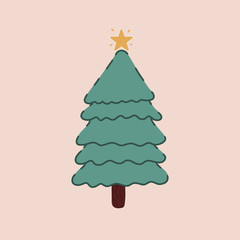 Vector of a Christmas tree decorated.