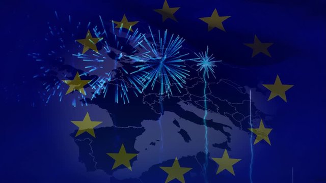 European flag with European map on it