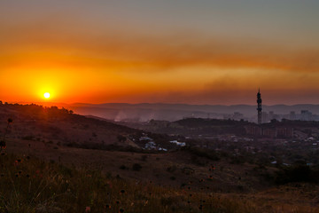 Pretoria, the capitol of South Africa, as viewed from the Klapperkop hill overlooking the city.