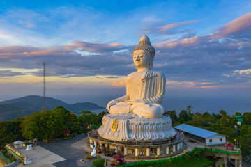 areial photography Phuket big Buddha in sunrise..Phuket Big Buddha is one of the Phuket island most important and revered landmarks on Phuket island.. © Narong Niemhom