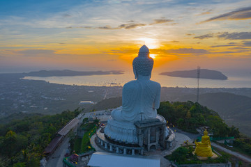 areial photography Phuket big Buddha in sunrise..Phuket Big Buddha is one of the Phuket island most important and revered landmarks on Phuket island.. © Narong Niemhom