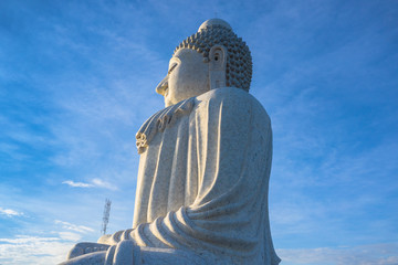areial photography Phuket big Buddha in blue sky. .Phuket Big Buddha is one of the Phuket island most important and revered landmarks on Phuket island.. © Narong Niemhom