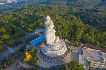 areial photography Phuket big Buddha in blue sky. .Phuket Big Buddha is one of the Phuket island most important and revered landmarks on Phuket island.. © Narong Niemhom