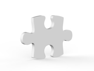 One puzzle piece mock-Up on isolated white background, 3d illustration
