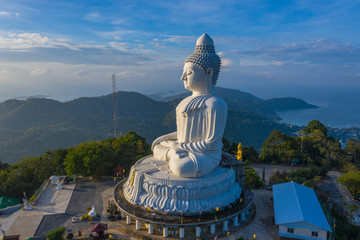 areial photography Phuket big Buddha in blue sky. .Phuket Big Buddha is one of the Phuket island most important and revered landmarks on Phuket island.. © Narong Niemhom