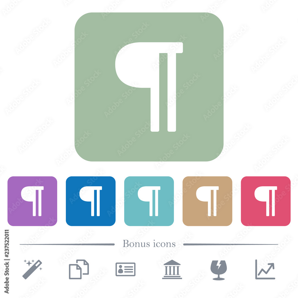Aufkleber text paragraph flat icons on color rounded square backgrounds