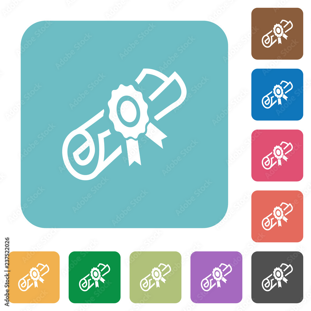 Aufkleber diploma scroll with seal rounded square flat icons
