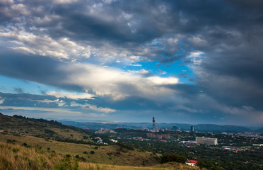 Pretoria, the capitol of South Africa, as viewed from the Klapperkop hill overlooking the city.