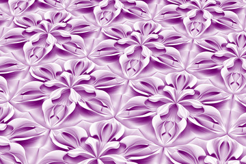 Fototapeta na wymiar Seamless light texture of three-dimensional elegant flower petals based on hexagonal grid 3D illustration