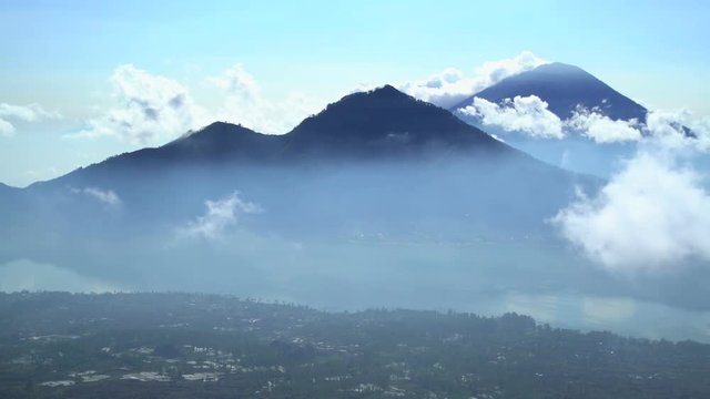 Aerial view Mt Abang Mt Agung Volcano Bali Indonesia