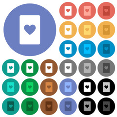 Heart card symbol round flat multi colored icons