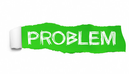 Torn paper with word problem. Concept for message