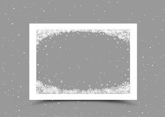 a4 paper frame with snow in corner