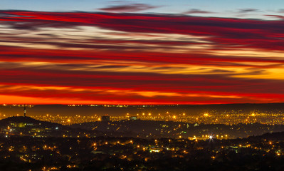 Pretoria, the capitol of South Africa, as viewed from the Klapperkop hill overlooking the city.