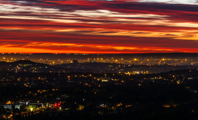 Pretoria, the capitol of South Africa, as viewed from the Klapperkop hill overlooking the city.