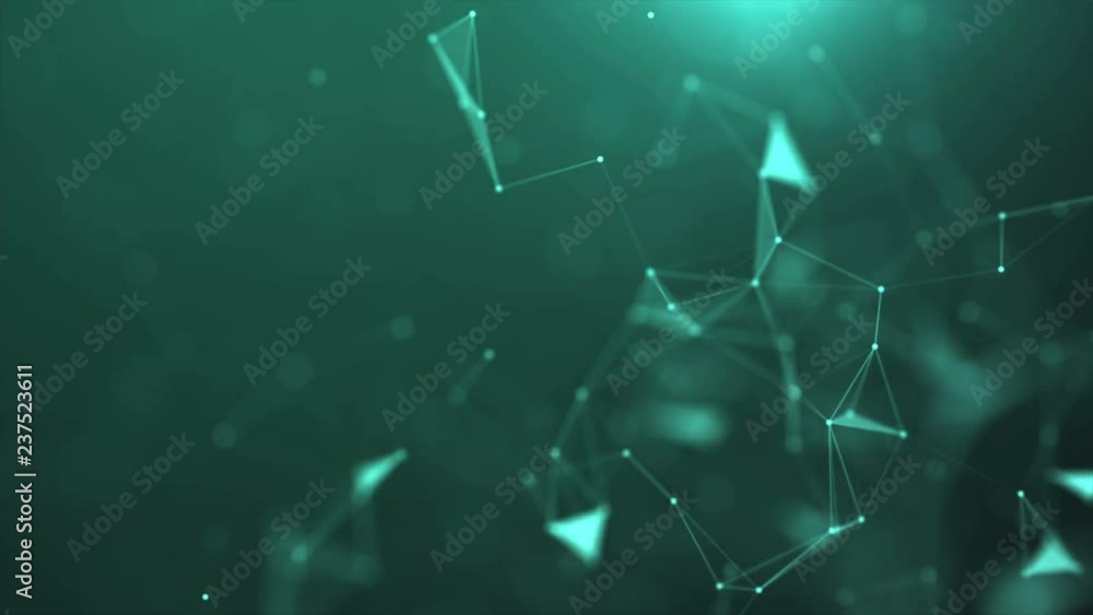 Poster motion digital green background connection polygons. web concept.