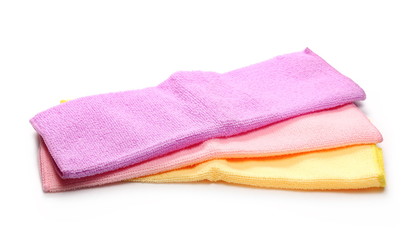 Clean microfiber cloths isolated on white background