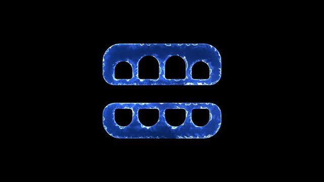 Symbol teeth open. Blue Electric Glow Storm. looped video. Alpha channel black