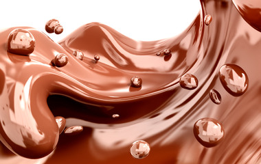 Splashing chocolate abstract background, 3d rendering