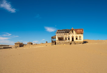 Kolmanskuppe, aslo known as Kolmanskop, a diamond mining ghost town on the Skeleton Coast of...