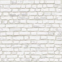 Foto op Plexiglas Baksteen textuur muur Naadloze fotorealistische vectorillustratie van witte oude bakstenen muur. Met de hand getekend, geen tracering.