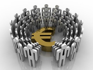 3d illustration Business Network with euro currency
