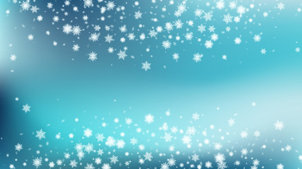 Snow Blizzard Effect. Bbright, White, Shimmer, Glowing, Scatter, Falling background. Festive picture of the Christmas banner. Blue base.