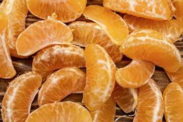 Mandarin orange wedges close up winter fruit vitamin c