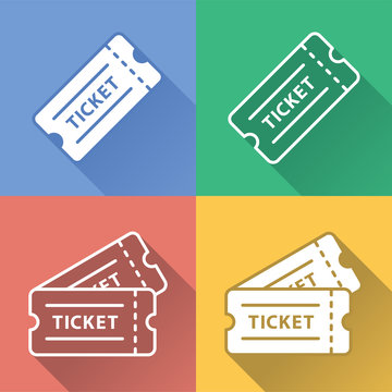 Vector Colorful Raffle Ticket Icon Set