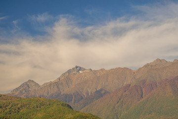 Nature and mountain landscapes of Sochi and Rosa Khutor mountain resort, autumn colors
