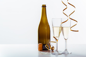 New years eve celebration background with champagne
