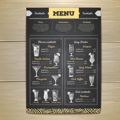 Chalk drawing cocktail menu design. Corporate identity