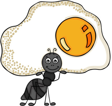 Ant carrying a fried egg