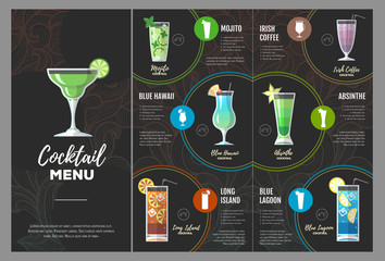 Flat cocktail  menu design.