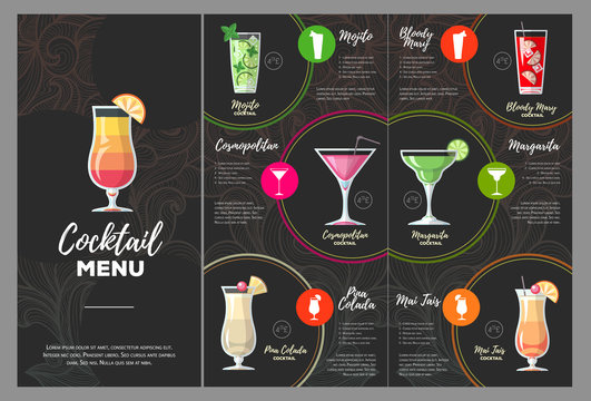 Flat cocktail  menu design.
