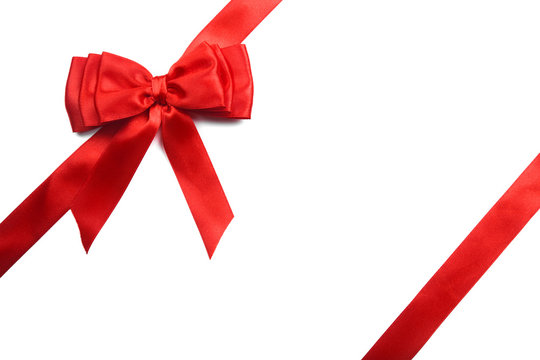 Red gift bow isolated on white background