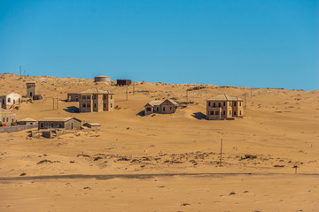 Kolmanskuppe, also known as Kolmanskop, a diamond mining ghost town on the Skeleton Coast of Namibia.