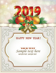 New Year 2019 original frame for holiday greetings