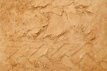 Tire tracks on the sand