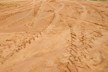 Tire tracks on the sand