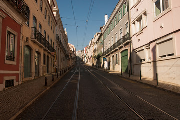 Naklejka na ściany i meble Empty Street in Lissabon Portugal