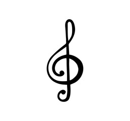 Obraz premium Treble clef. G Key. Symbol of music. Black icon